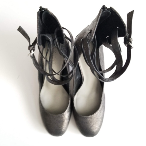 1.STATE Womens Makal Flared Heel Pumps Silver Shoe - Picture 6 of 12